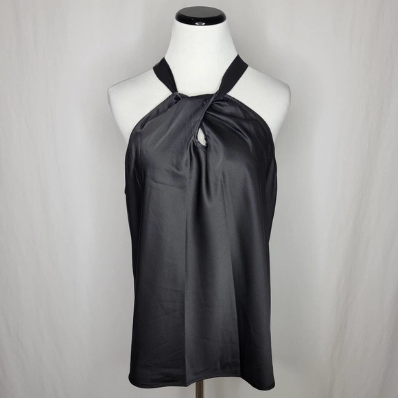 AND NOW THIS Halter-Neck Twist-Front Tank Top Black NWT $39 Size XL - Picture 2 of 8